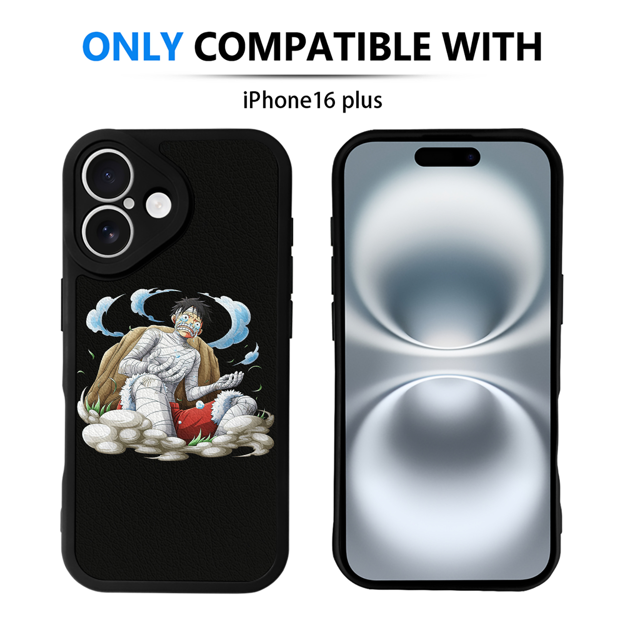 （画像用） ワンピース モンキー・D・ルフィ ONE PIECE Monkey D. Luffy 【iPhone 16シリーズ対応】シリコンスマホケース（レザー調） 材質：シリコン